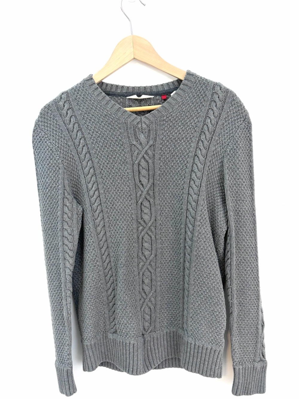 Classic Preppy - Hudson North Cable Knit Cotton Sweater - Grey - Size M